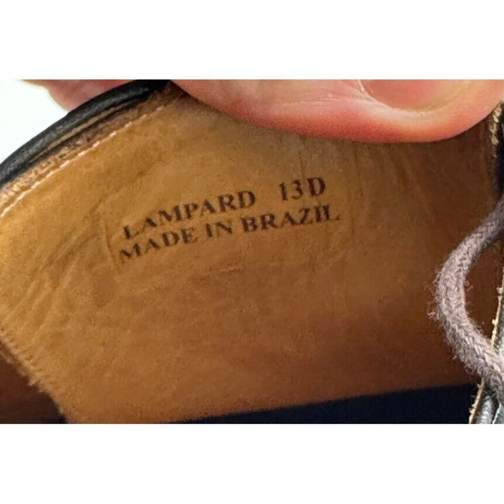 Belvedere Shoes Mens 13D Lampard Brown Leather Oxford Dress Burnished Lace Up